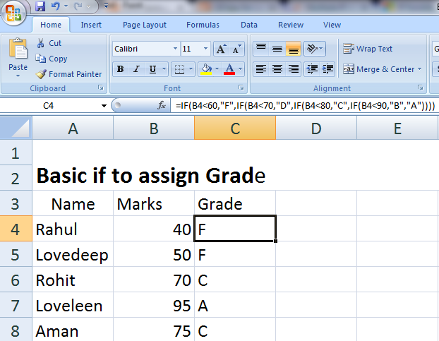 Basic if assing grade