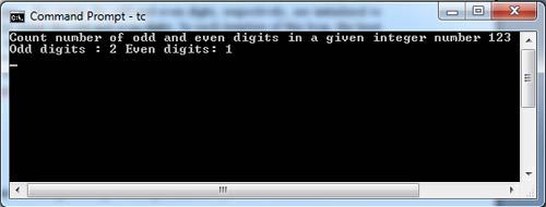 C Program Count Number of odd and even digits in a given integer number