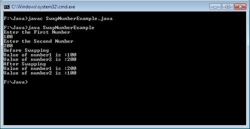 Swap Numbers Java Example