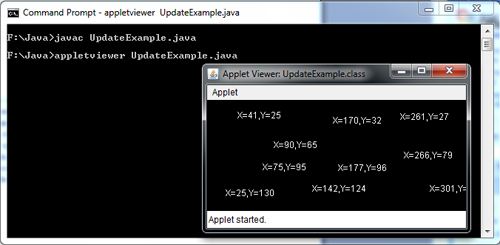 Update Method in Java Applet Example