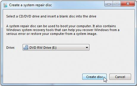 How do you create a system repair disc for Windows 7?
