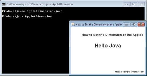 How to Set the Dimension of the Applet
