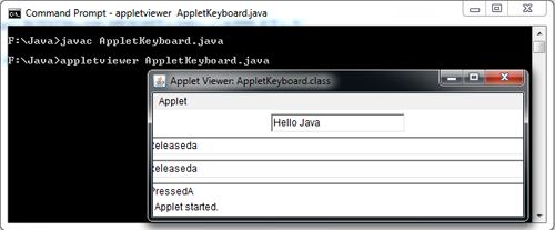 Keyboard Events in Java Applet