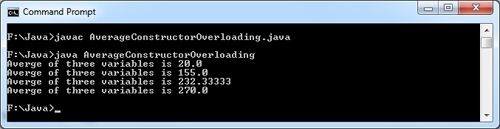 Average of Three Variable using Constructor Overloading