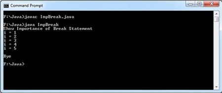 Break Statement Java Example