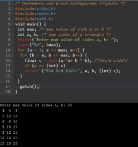 C Program Print Pythagorean Triplets - Computer Notes