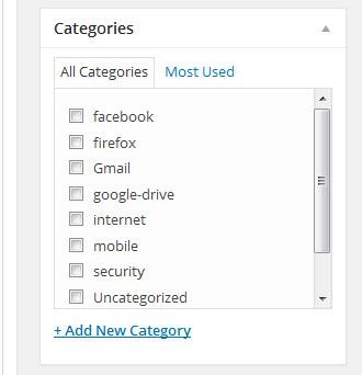 Categories section