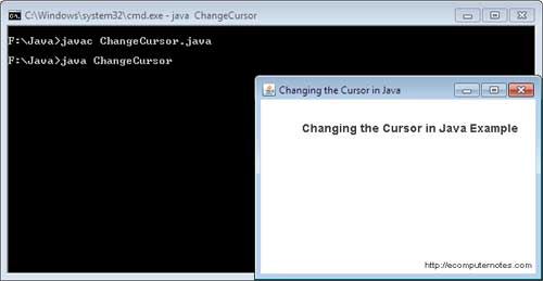 Changing the Cursor in Java Example