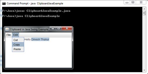 Clipboard in Java Swing Example