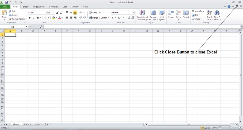 Close Button in Excel 2010