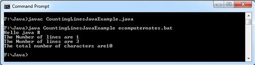 Counting Lines,words,Char in a File Java Example