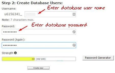 Create Database user