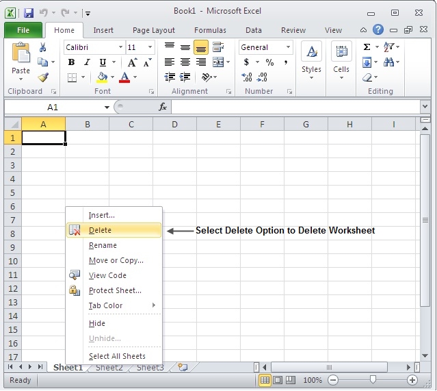 Delete WorkSheet in Excel 2010
