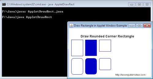Draw Rectangle in Applet Window Example