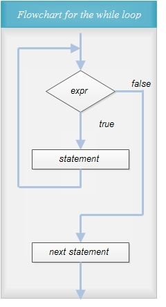 Flowchart for the while loop
