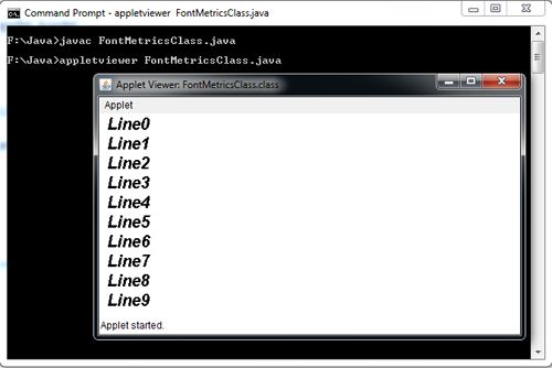 FontMetrics Class in Java Example