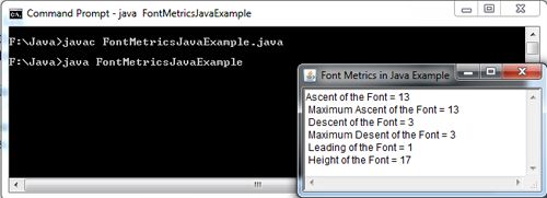 Font Metrics in Java Example