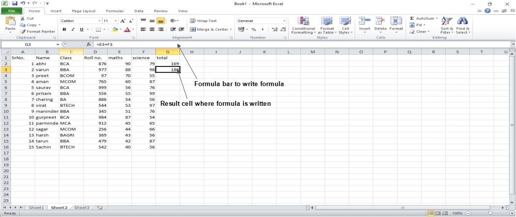 Formula bar in Excel 2010