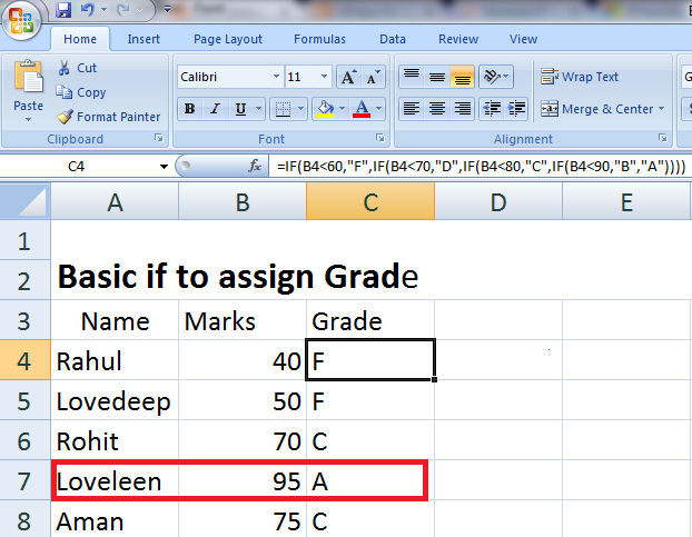 Grade in IF