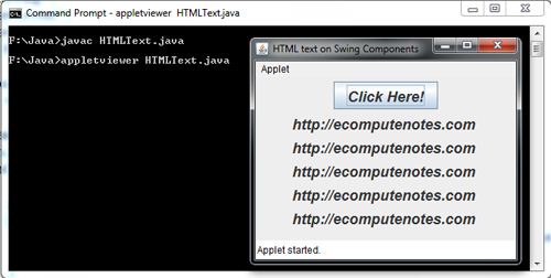 HTML text on Swing Components