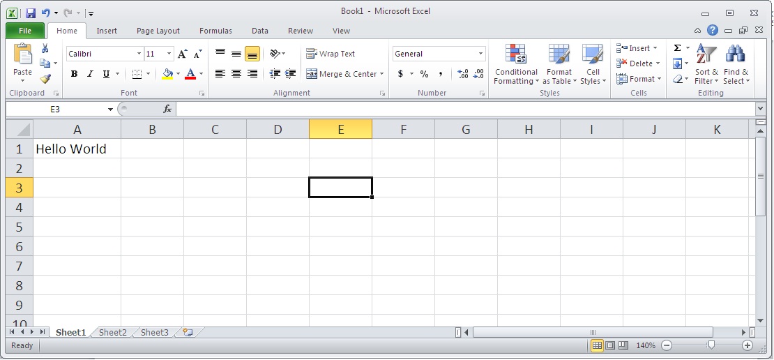 Text Insertion in Excel 2010