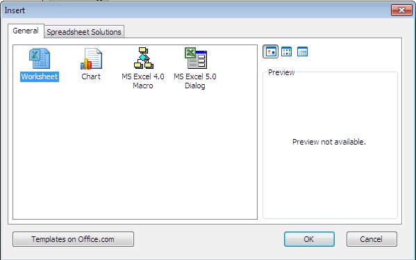 Insert Dialog box in Excel 2010