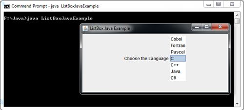 JList in Java Swing Example