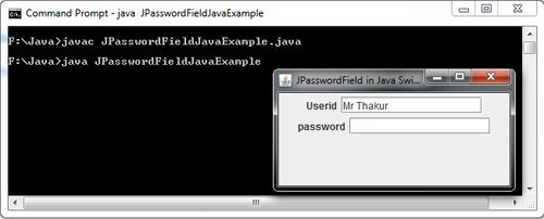 JPasswordField in Java Swing Example