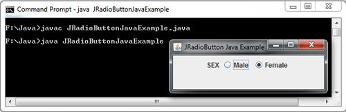 JRadioButton Example in Java Swing