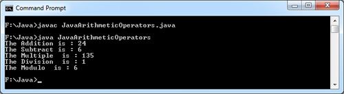 Java Arithmetic Operators Example