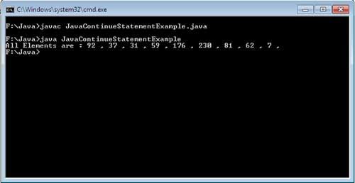Java Continue Statement Example