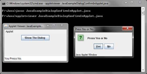 Confirm Dialog Box Java Swing Example