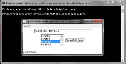 Java - List - Select Multiple items Example