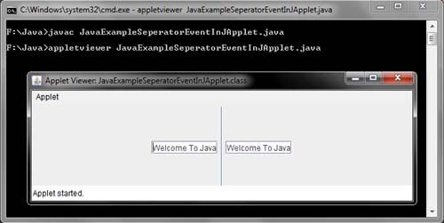 JSeparator Event in Java Example