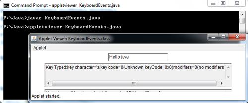 Keyboard Events in Java Example
