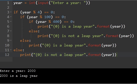leap year program in python assignment expert