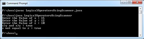 Java Example to implement Logical Operators using Scanner Class