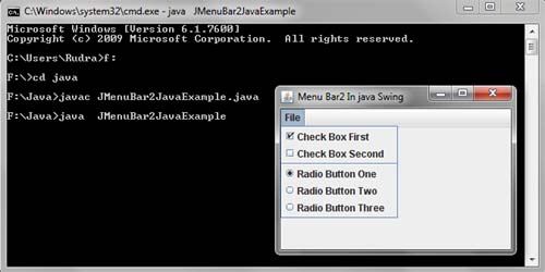 MenuBar Example in Java Swing
