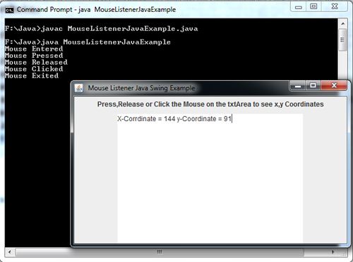 MouseListener in Java Swing Example