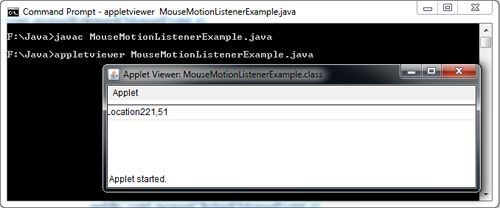 MouseMotionListener Example in Java