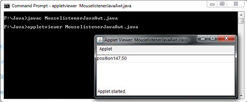 Mouselistener in Java Awt Example