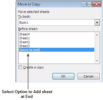 Move or Copy Option in excel 2010