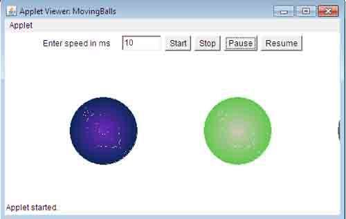 Moving Ball Using Thread in Java Example