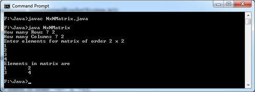 nxn Matrix in Java Example
