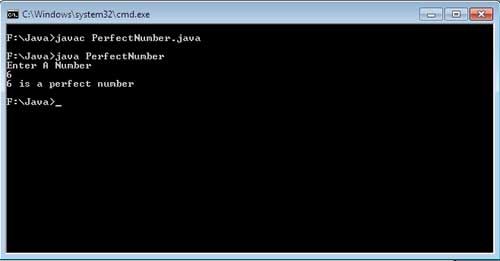 Perfect Number Program in Java 