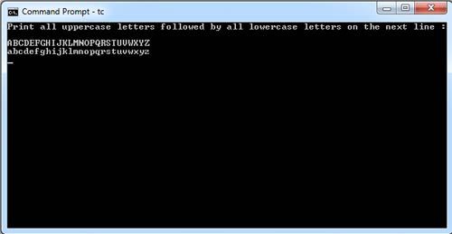 C Program for Print all uppercase letters followed by all lowercase letters on the next line