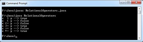 Relational Operators in Java Example