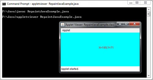 repaint() in Java Applet Example