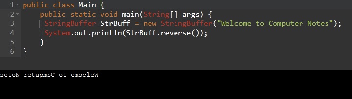 Reverse a String using String Buffer Class