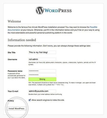 Run Install WordPress